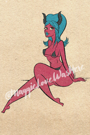 Blue Hair Devil Print - Maggie Love